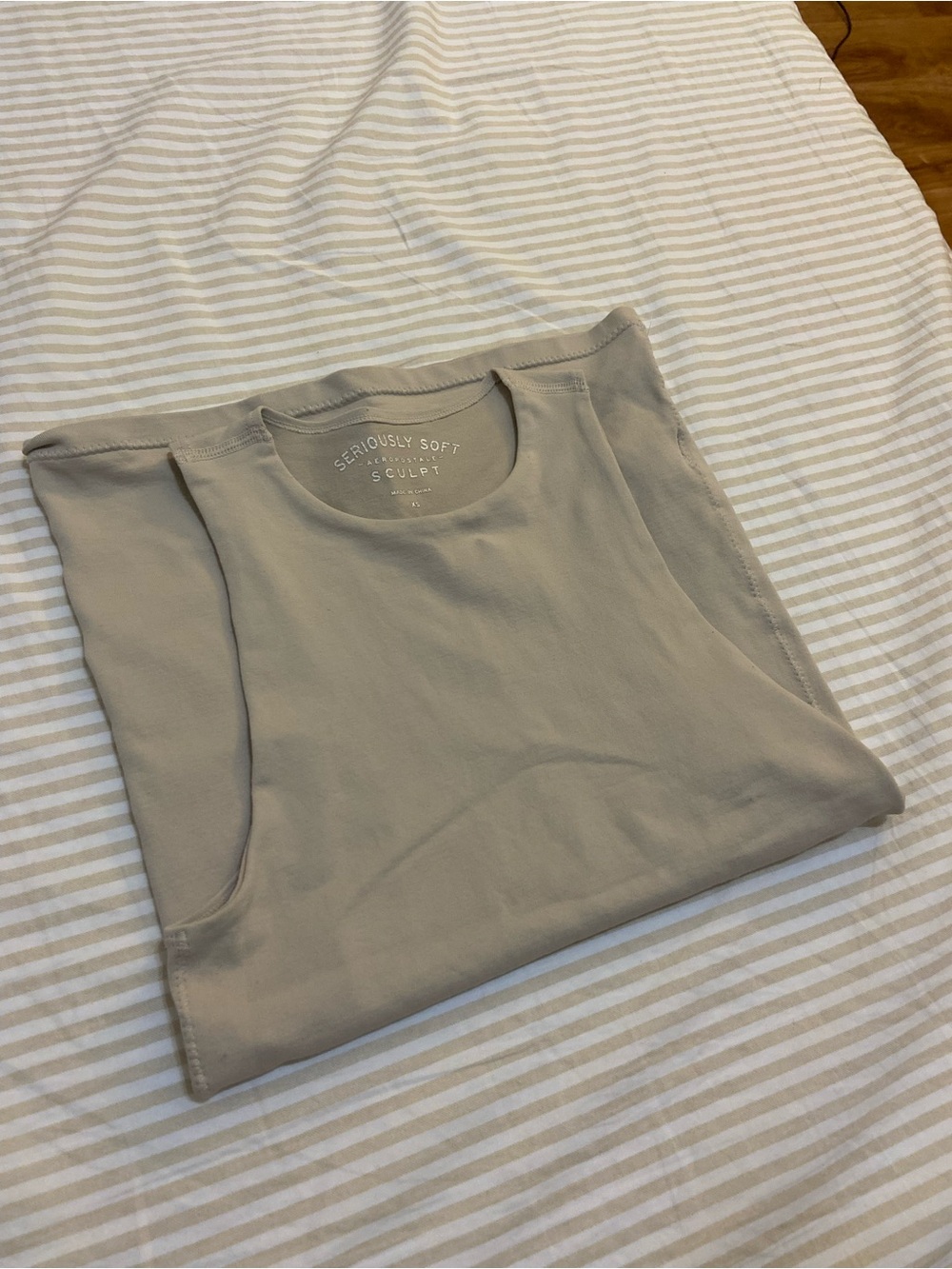 Aeropostale Sculpt Sleeveless Crew Neck Tank Top Taupe Double Lined Front XS - Picture 4 of 5